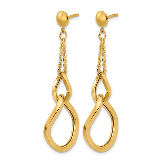 Leslie's 14K Polished Fancy Contoured Link Post Dangle Earrings