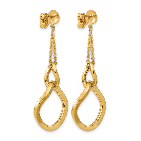 Leslie's 14K Polished Fancy Contoured Link Post Dangle Earrings
