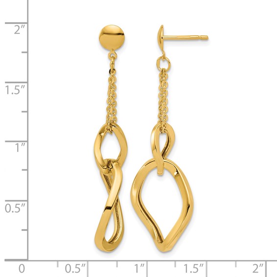 Leslie's 14K Polished Fancy Contoured Link Post Dangle Earrings