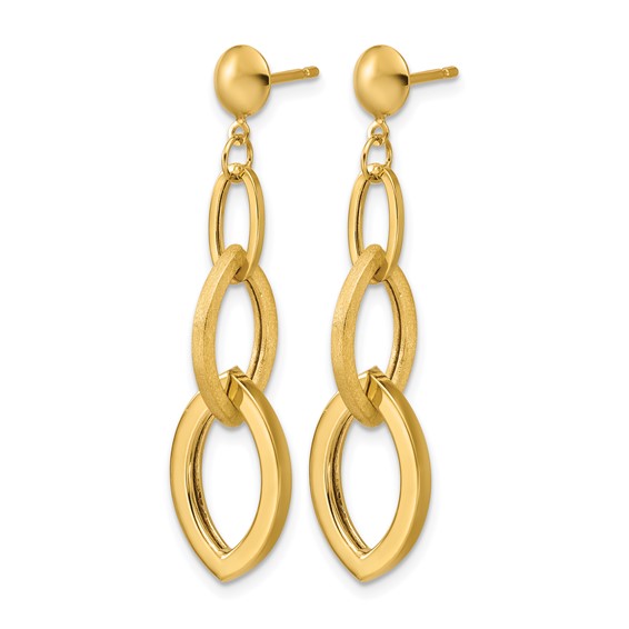 Leslie's 14K Polished and Brushed Fancy Post Dangle Earrings