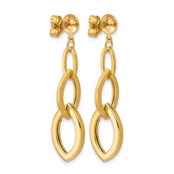 Leslie's 14K Polished and Brushed Fancy Post Dangle Earrings