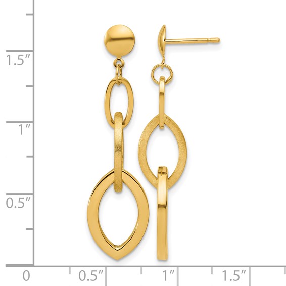 Leslie's 14K Polished and Brushed Fancy Post Dangle Earrings