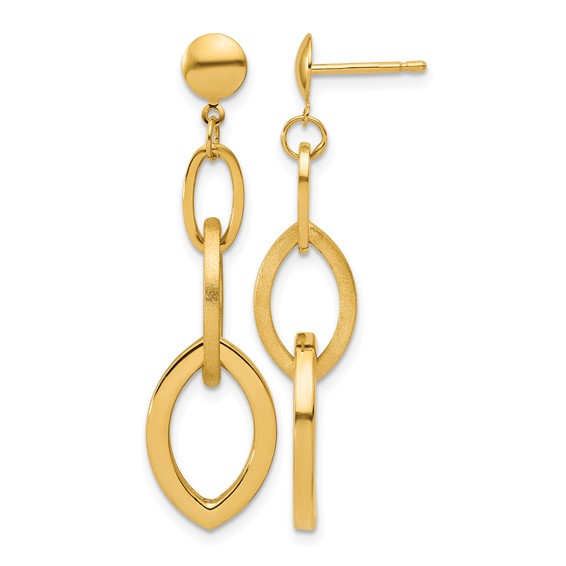 Leslie's 14K Polished and Brushed Fancy Post Dangle Earrings