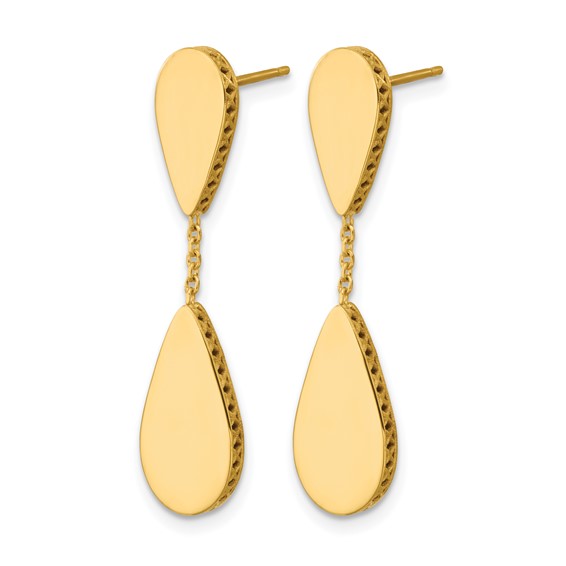 Leslie's 14K Polished and Satin Teardrop Post Dangle Earrings