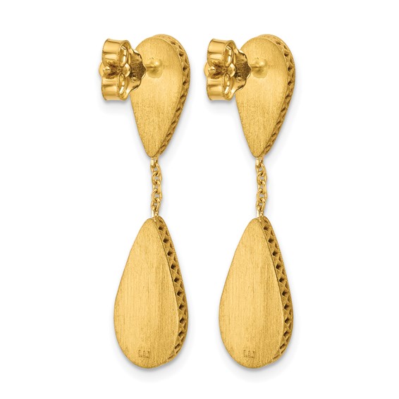 Leslie's 14K Polished and Satin Teardrop Post Dangle Earrings