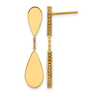 Leslie's 14K Polished and Satin Teardrop Post Dangle Earrings