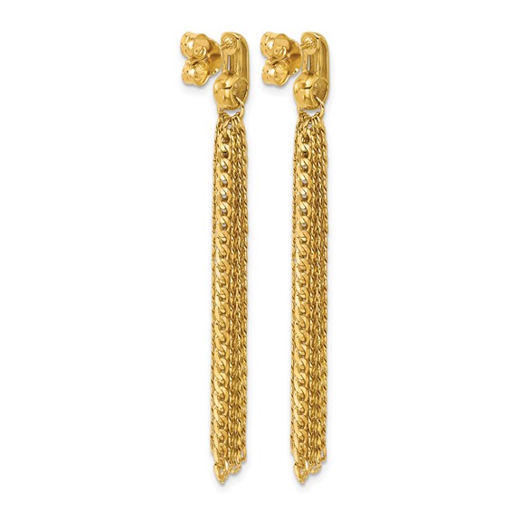 Leslie's 14K Polished Fancy Curb Link Tassel Post Dangle Earrings