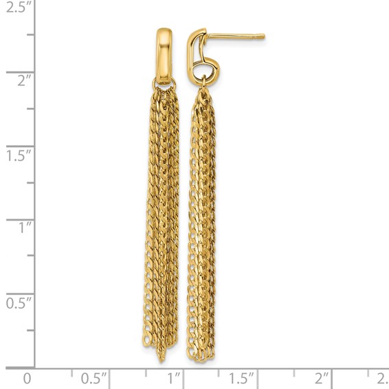 Leslie's 14K Polished Fancy Curb Link Tassel Post Dangle Earrings