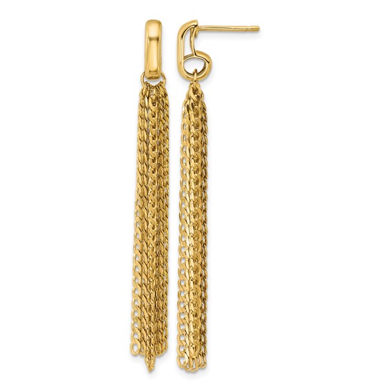 Leslie's 14K Polished Fancy Curb Link Tassel Post Dangle Earrings