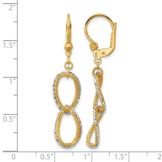 Leslie's 14KTT Pol/Texture/Dia-cut Oval Leverback Dangle Earrings