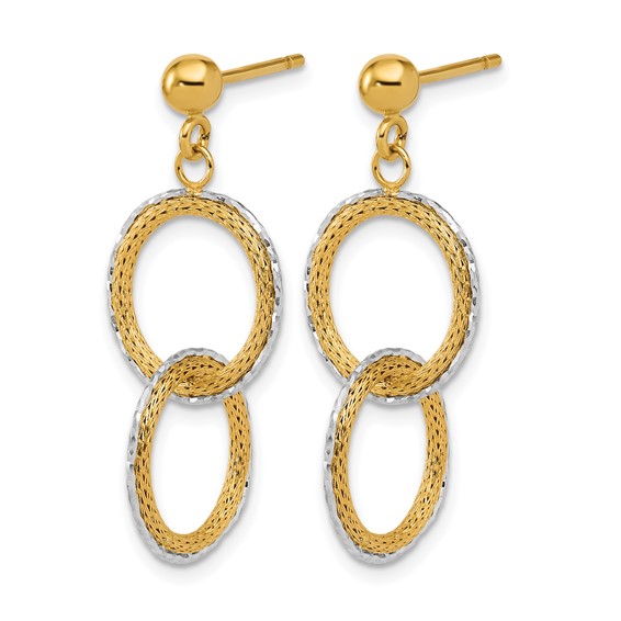 Leslie's 14KTT Polished Brushed D/C Circles Post Dangle Earrings