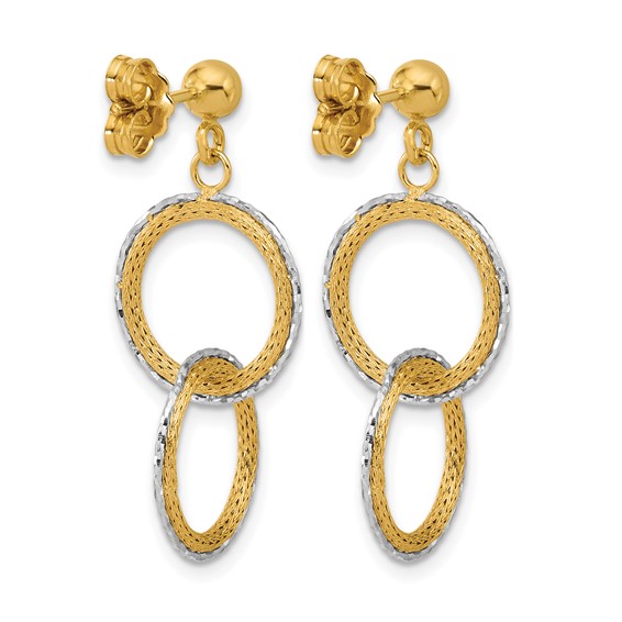 Leslie's 14KTT Polished Brushed D/C Circles Post Dangle Earrings