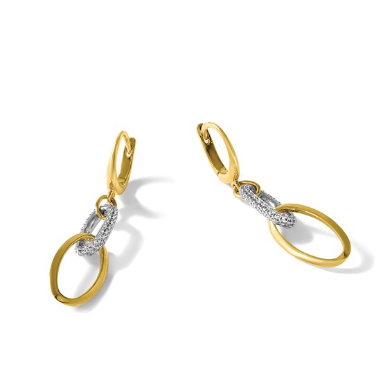 Leslie's 14K Two-tone Polished CZ Ovals Leverback Dangle Earrings