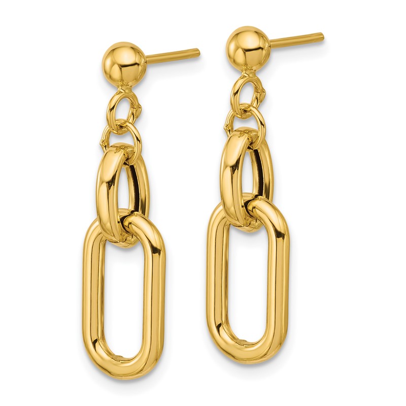 14K Polished Fancy Link Post Dangle Earrings