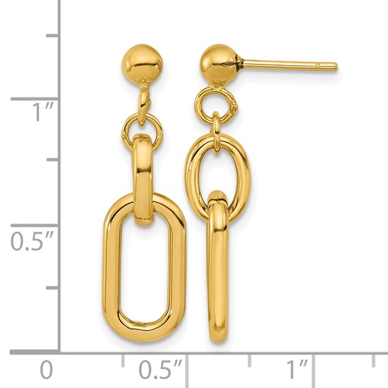 Leslie's 14K Polished Fancy Link Post Dangle Earrings