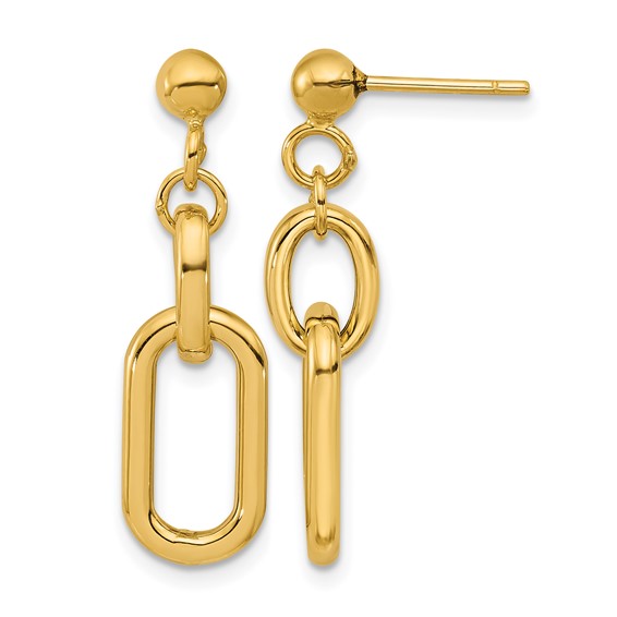 Leslie's 14K Polished Fancy Link Post Dangle Earrings