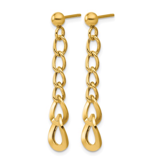 Leslie's 14K Polished Fancy Curb Link Post Dangle Earrings