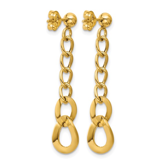 Leslie's 14K Polished Fancy Curb Link Post Dangle Earrings