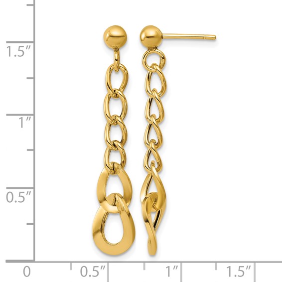 Leslie's 14K Polished Fancy Curb Link Post Dangle Earrings