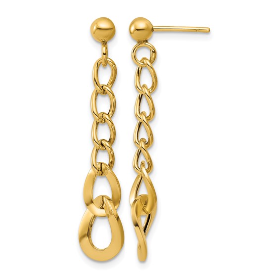 Leslie's 14K Polished Fancy Curb Link Post Dangle Earrings
