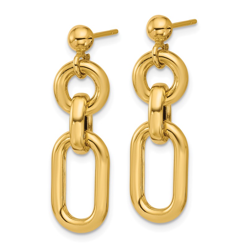 14K Polished Fancy Mixed Links Post Dangle Earrings