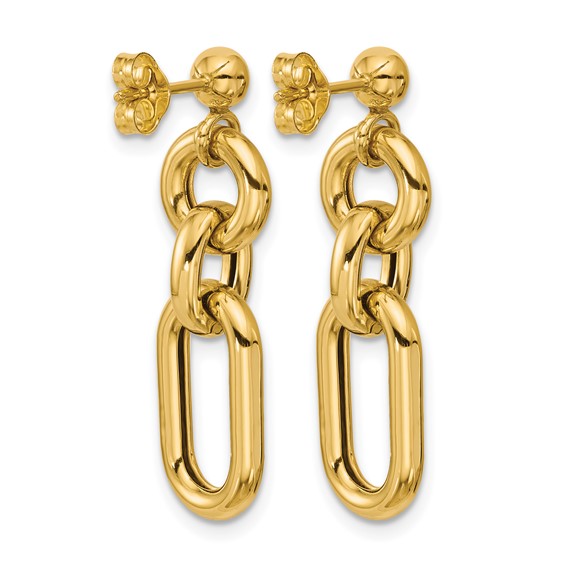 Leslie's 14K Polished Fancy Mixed Links Post Dangle Earrings