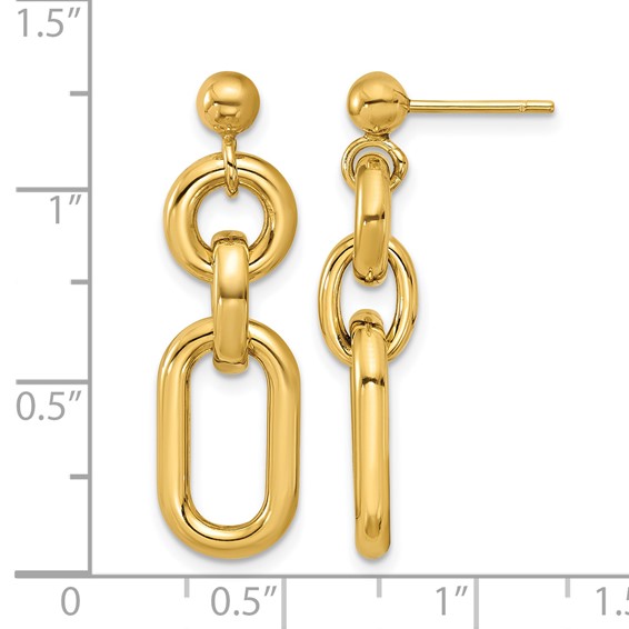 Leslie's 14K Polished Fancy Mixed Links Post Dangle Earrings