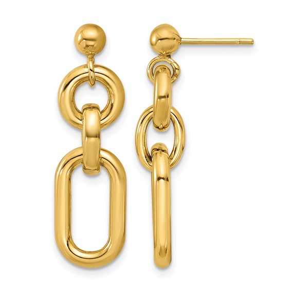 Leslie's 14K Polished Fancy Mixed Links Post Dangle Earrings