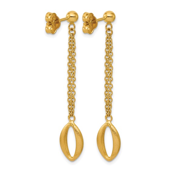 Leslie's 14K Polished and Brushed Navette Link Post Dangle Earrings
