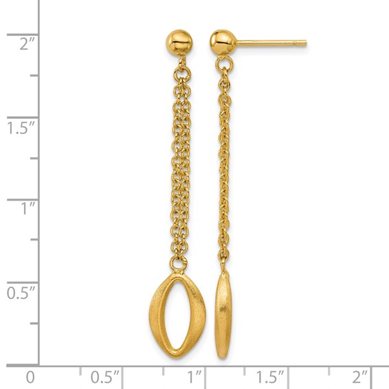 Leslie's 14K Polished and Brushed Navette Link Post Dangle Earrings