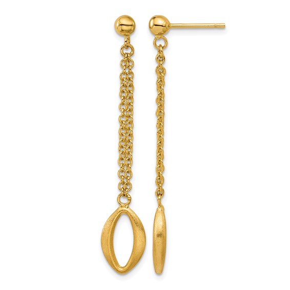 Leslie's 14K Polished and Brushed Navette Link Post Dangle Earrings