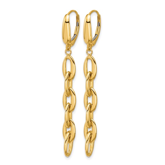 Leslie's 14K Polished Fancy Oval Link Leverback Dangle Earrings