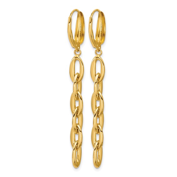 Leslie's 14K Polished Fancy Oval Link Leverback Dangle Earrings