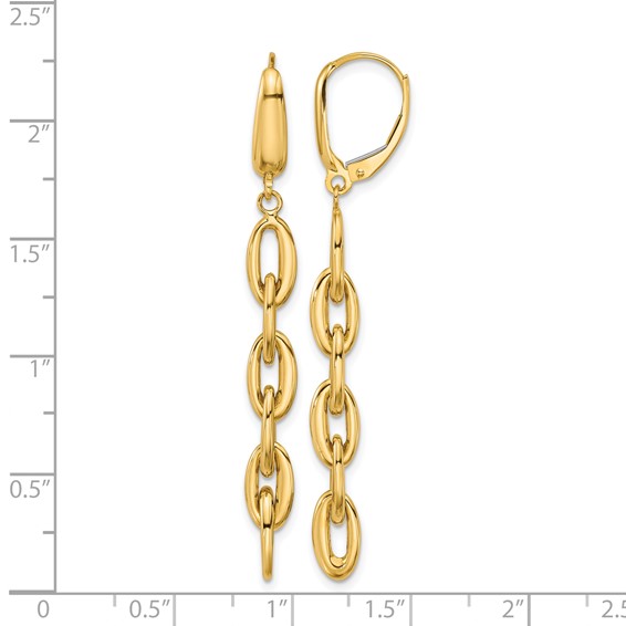 Leslie's 14K Polished Fancy Oval Link Leverback Dangle Earrings