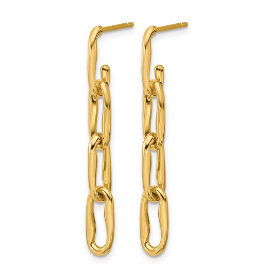 Leslie's 14K Polished Wavy Elongated Oval Link Post Dangle Earrings