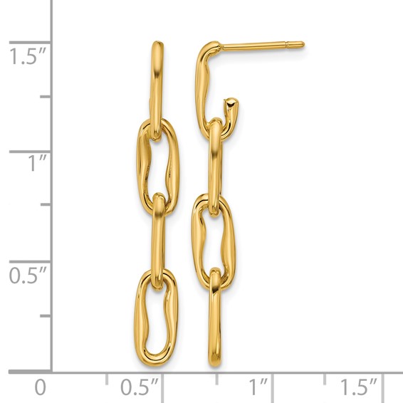 Leslie's 14K Polished Wavy Elongated Oval Link Post Dangle Earrings