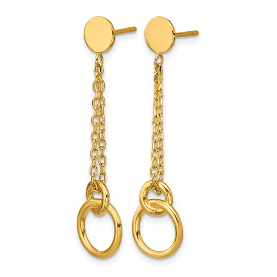 Leslie's 14K Polished 2-Strand Double Circle Post Dangle Earrings