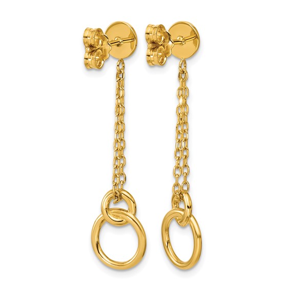 Leslie's 14K Polished 2-Strand Double Circle Post Dangle Earrings