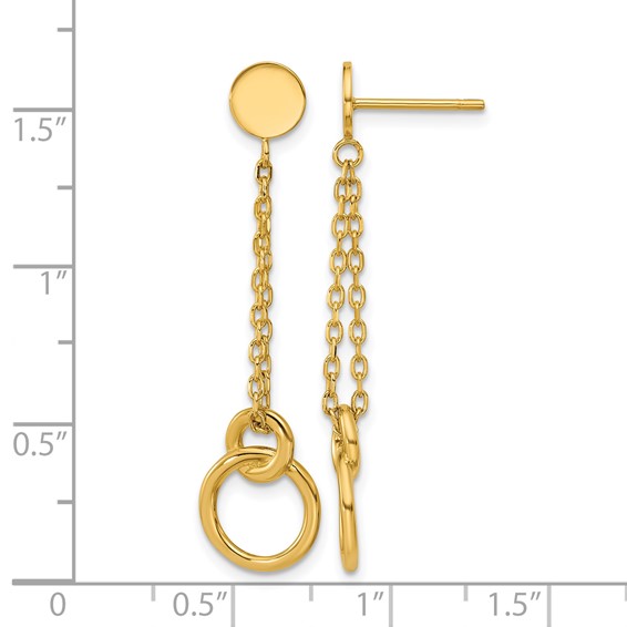Leslie's 14K Polished 2-Strand Double Circle Post Dangle Earrings
