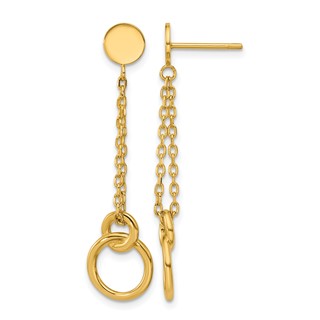 Leslie's 14K Polished 2-Strand Double Circle Post Dangle Earrings