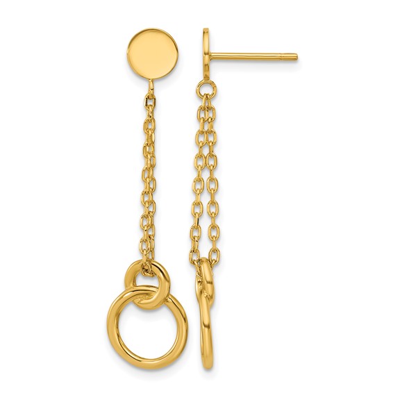 Leslie's 14K Polished 2-Strand Double Circle Post Dangle Earrings