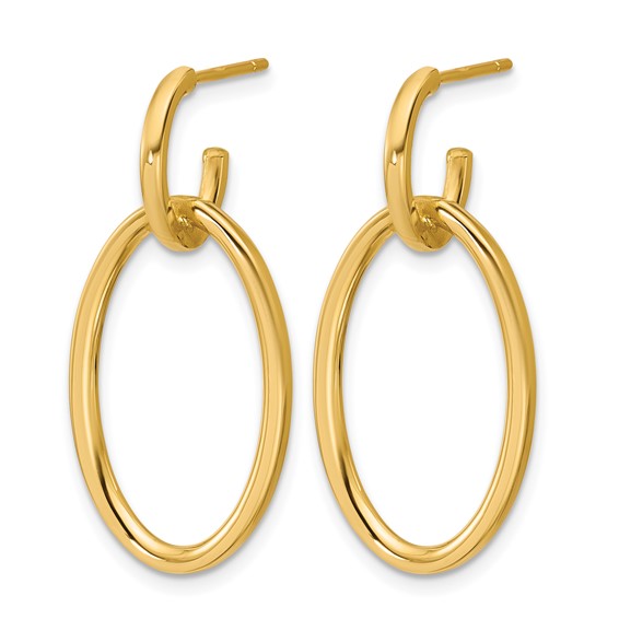 Leslie's 14K Polished Fancy Oval Link Post Dangle Earrings