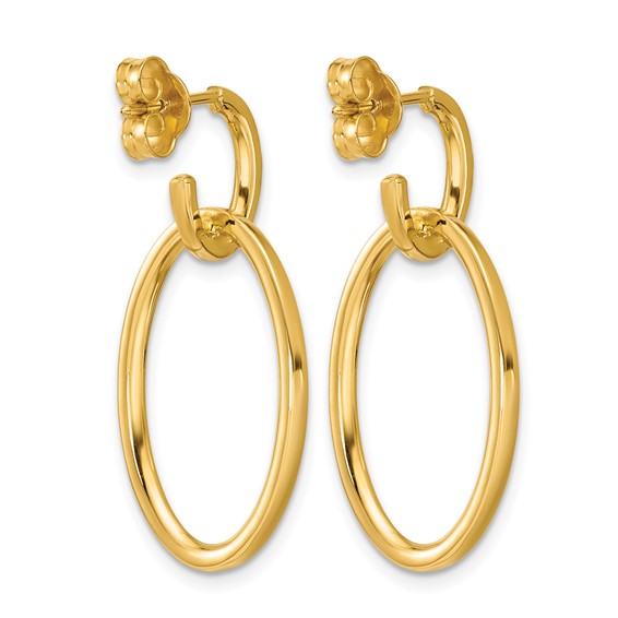 Leslie's 14K Polished Fancy Oval Link Post Dangle Earrings