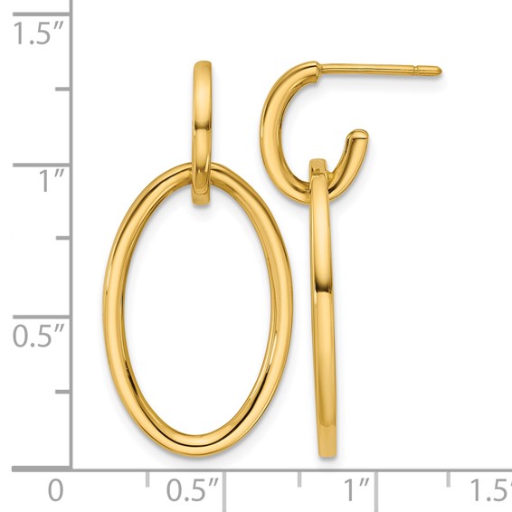 Leslie's 14K Polished Fancy Oval Link Post Dangle Earrings