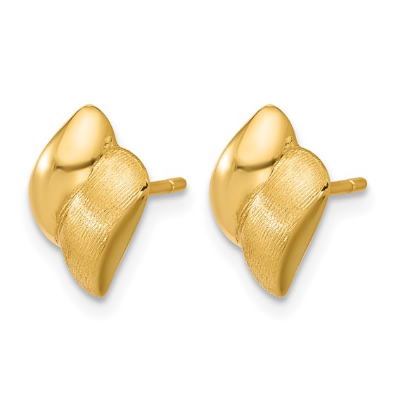 Leslie's 14K Polished and Brushed Fancy Post Earrings