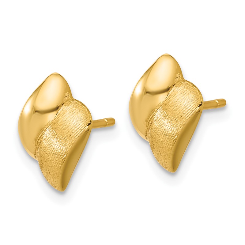 14K Polished and Brushed Fancy Post Earrings