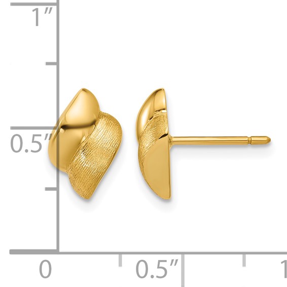 Leslie's 14K Polished and Brushed Fancy Post Earrings