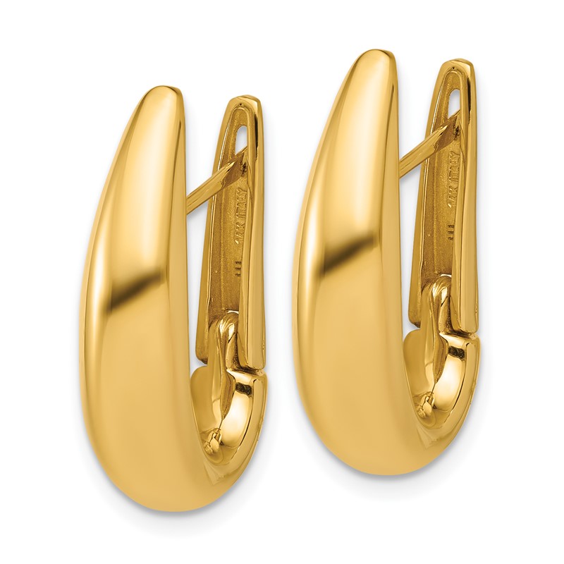 14K Polished Fancy Tapered Teardrop Hinged Hoop Earrings
