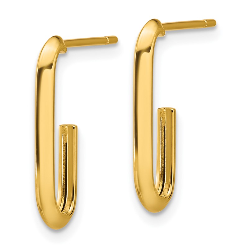 14K Polished Knife Edge Oval Post J-Hoop Earrings