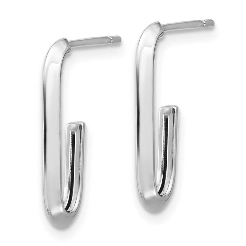 14KW Polished Knife Edge Oval Post J-Hoop Earrings